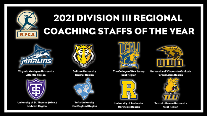 NFCA, Division III, D3, NCAA, Coaching Staffs, Regional, top 25, coaches, softball, fastpitch, University, College, year, honor, award, recognition