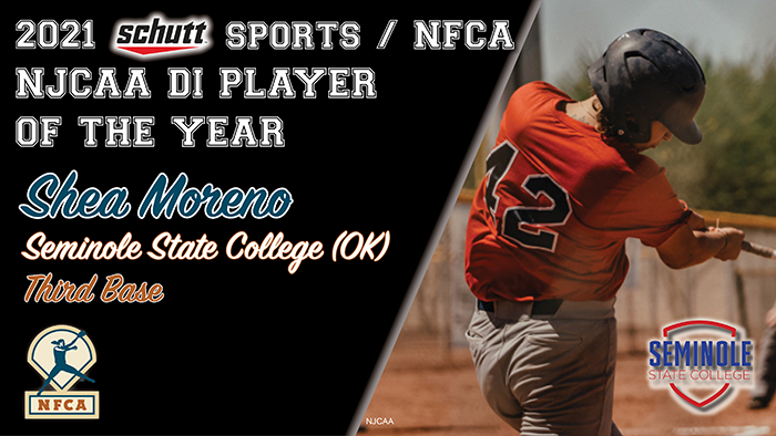 NFCA, NFCA all-americans, njcaa, njcaa di, NFCA NJCAA di all-americans, Shea Moreno, Seminole State (OK), Schutt Sports/NFCA NJCAA DI Player of the Year