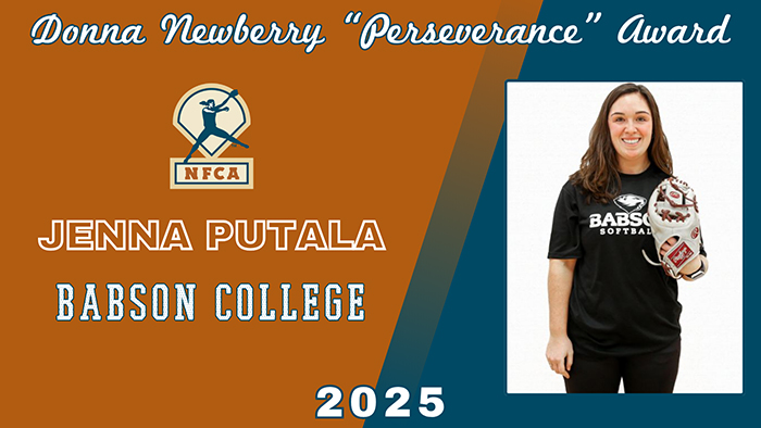 donna newberry perseverance award, nfca, donna newberry, nfca awards, national fastpitch coaches association, nfca convention, nfca awards brunch, d3, division iii, softball, softball award, softball perseverance award, fastpitch, coach, muskingum, jenna putala, jenna, putala, babson, 2025,