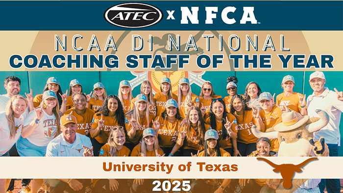 atec/nfca division i national coaching staff of the year, nfca, atec, nfca division i national coaching staff of the year, university of Texas, Texas softball