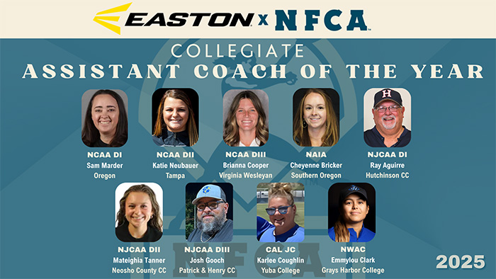 Easton/nfca assistant coach of the year, nfca assistant coach of the year, nfca, Easton, 2023 nfca assistant coaches of the year