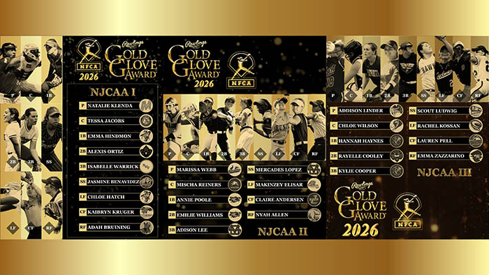 2026 NJCAA Rawlings Gold Glove Award presented by the NFCA, rawlings gold glove, nfca gold glove, rawlings, nfca, njcaa rawlings gold glove, njcaa softball rawlings gold glove,