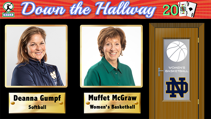 nfca convention, nfca down the hallway, Muffet McGraw, Deanna gumpf, 2021 nfca convention, Notre dame