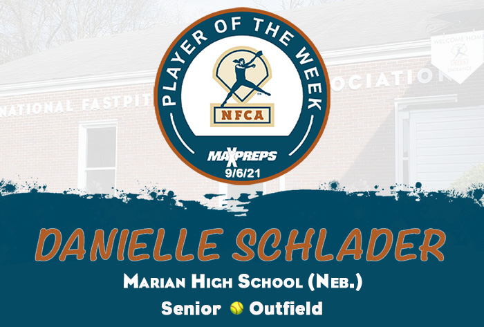 nfca high school player of the week, maxpreps/nfca high school player of the week, nfca player of the week, maxpreps player of the week, Danielle Schlader, Marian high school, Marian high school Nebraska, nfca