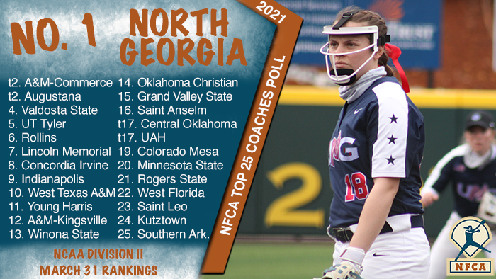 nfca dii top 25 coaches poll, nfca, nfca poll, dii poll, ncaa dii poll, North Georgia, ung nighthawks