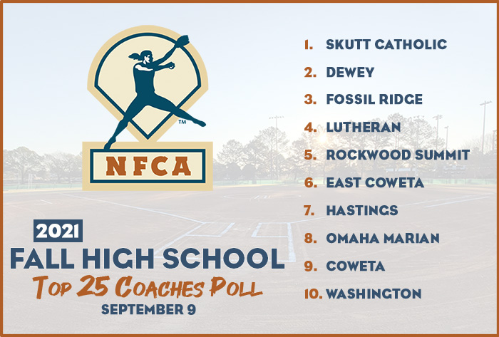NFCA, high school, poll, top 25, coaches, fall, softball, fastpitch